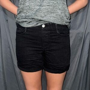 black jean shorts